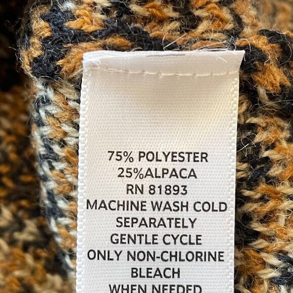 Liz Claiborne Brown/Tan Alpaca Blend Long Crew Neck Cardigan Sweater, Size L - Picture 9 of 12